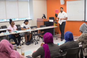 A professor in the classroom
